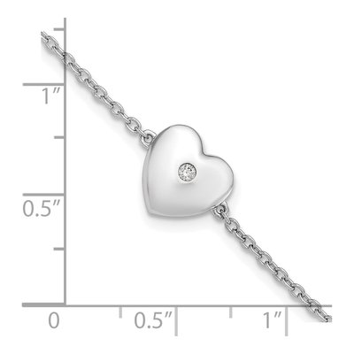 Sterling Silver Diamond Heart Bracelet – view 5