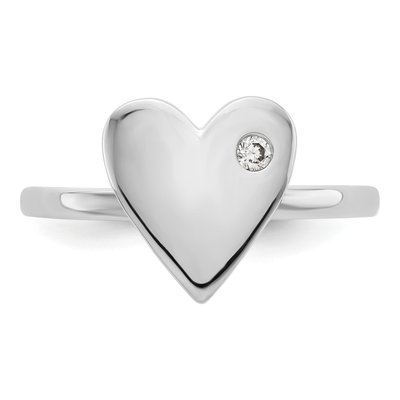 Sterling Silver Diamond Heart Ring – view 5