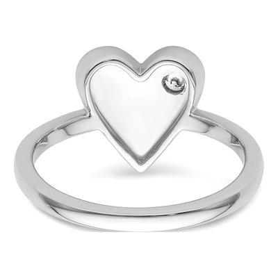 Sterling Silver Diamond Heart Ring – view 6