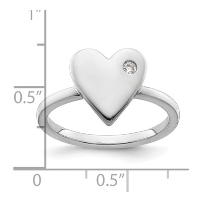 Sterling Silver Diamond Heart Ring – view 8