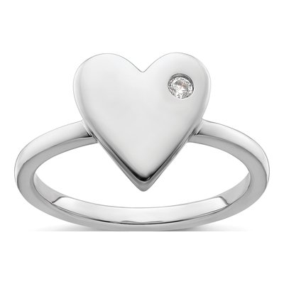 Sterling Silver Diamond Heart Ring