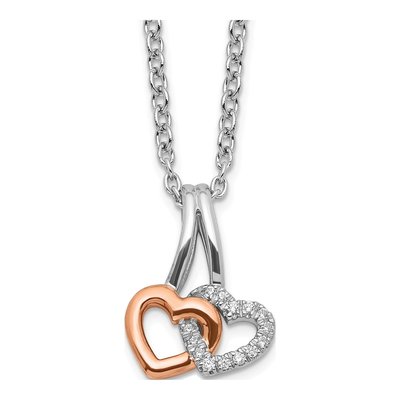 Sterling Silver 1/20 ct tw Diamond Heart Necklace