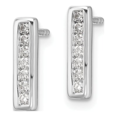 Sterling Silver 1/7 ct tw Diamond Vertical Dangle Earrings – view 3
