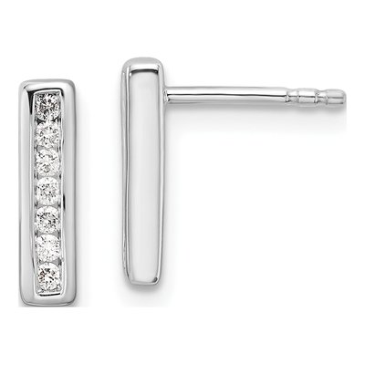 Sterling Silver 1/7 ct tw Diamond Vertical Dangle Earrings