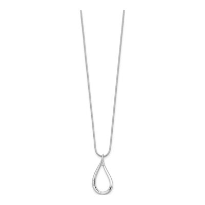 Sterling Silver Diamond Teardrop Necklace – view 2