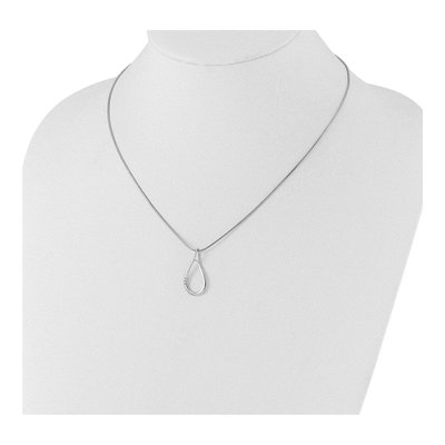 Sterling Silver Diamond Teardrop Necklace – view 3
