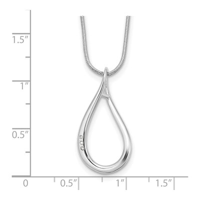 Sterling Silver Diamond Teardrop Necklace – view 4