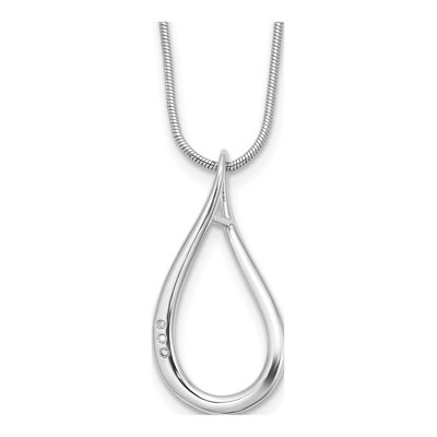 Sterling Silver Diamond Teardrop Necklace