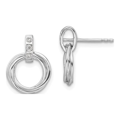 Sterling Silver 0.09 ct tw Diamond Dangle Earrings