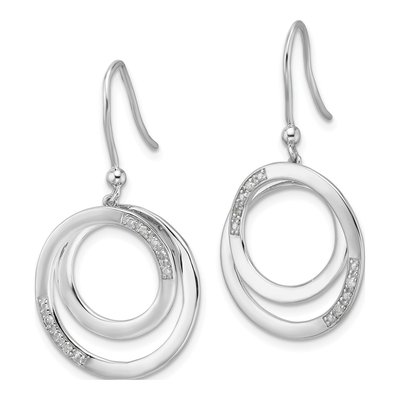 Sterling Silver Diamond Circle Dangle Earrings – view 3