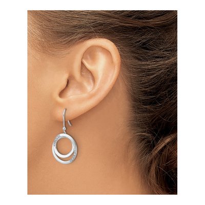 Sterling Silver Diamond Circle Dangle Earrings – view 4