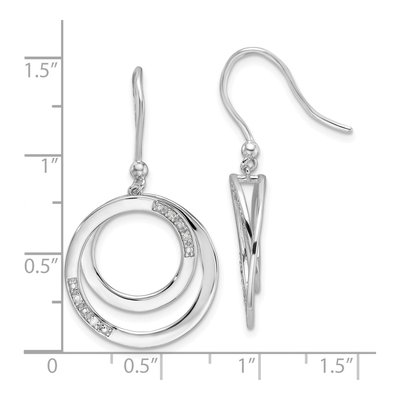 Sterling Silver Diamond Circle Dangle Earrings – view 5
