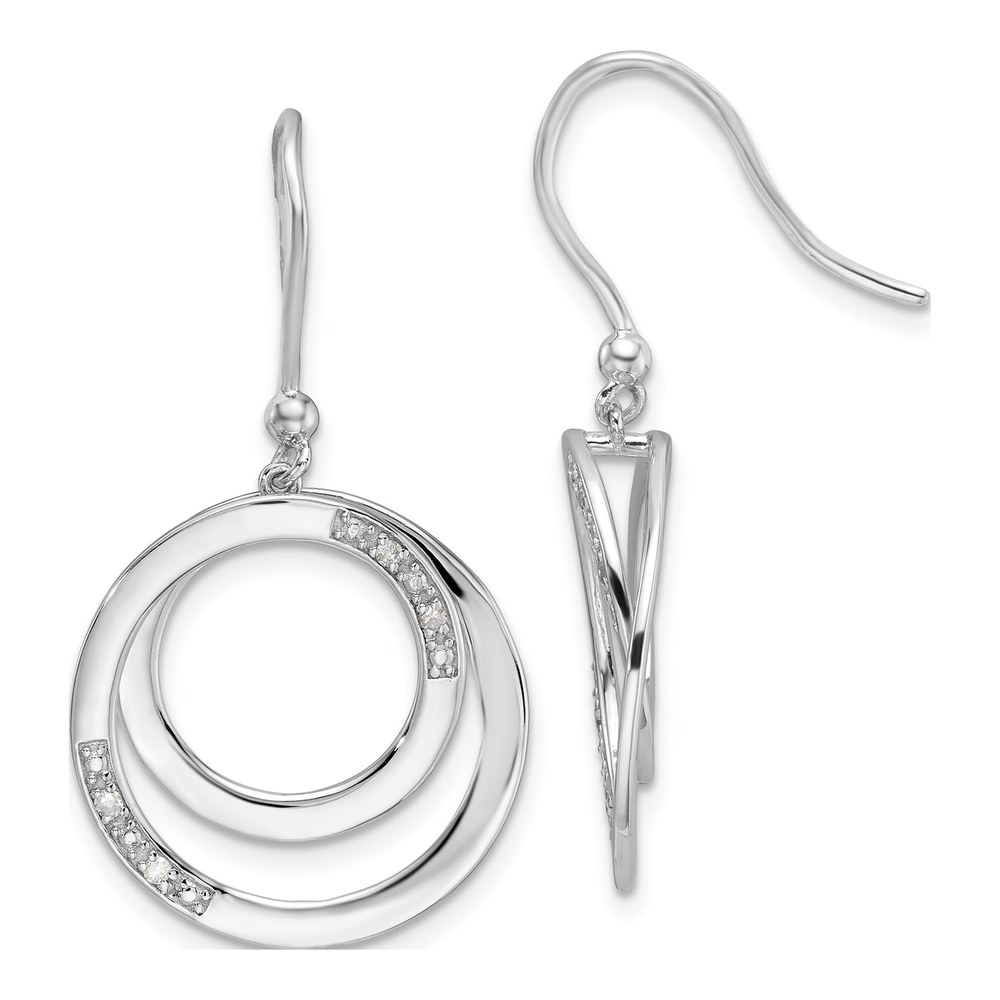 Sterling Silver Diamond Circle Dangle Earrings