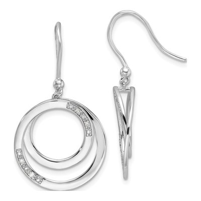 Sterling Silver Diamond Circle Dangle Earrings