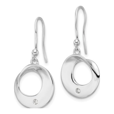 Sterling Silver 1/20 ct tw Diamond Circle Dangle Earrings – view 3