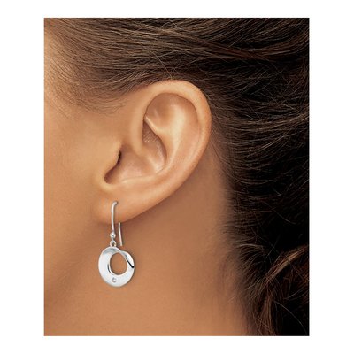 Sterling Silver 1/20 ct tw Diamond Circle Dangle Earrings – view 4