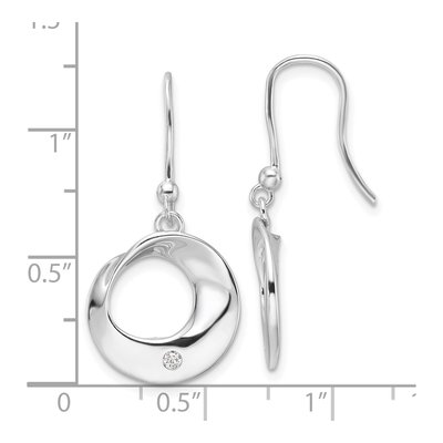 Sterling Silver 1/20 ct tw Diamond Circle Dangle Earrings – view 5