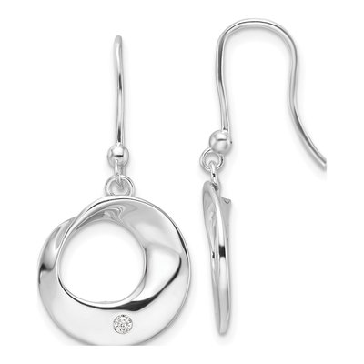 Sterling Silver 1/20 ct tw Diamond Circle Dangle Earrings