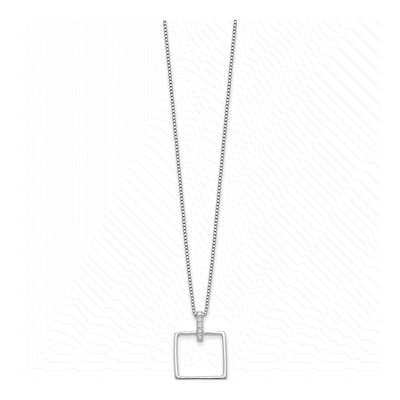 Sterling Silver 1/10 ct tw Diamond Open Square Necklace – view 4