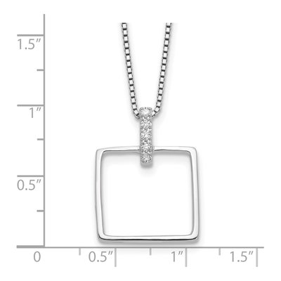 Sterling Silver 1/10 ct tw Diamond Open Square Necklace – view 5