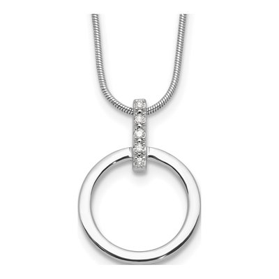 Sterling Silver 1/20 ct tw Diamond Open Circle Necklace