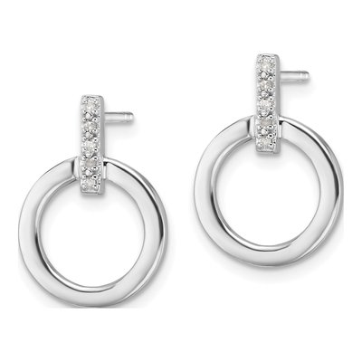 Sterling Silver 1/20 ct tw Diamond Open Circle Dangle Earrings – view 3