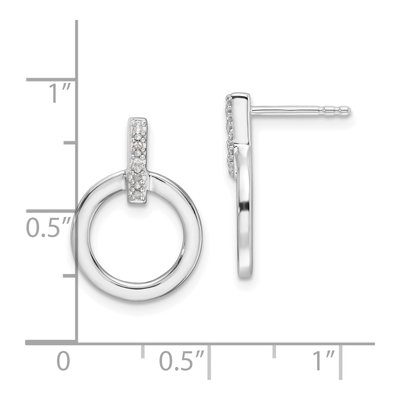 Sterling Silver 1/20 ct tw Diamond Open Circle Dangle Earrings – view 5