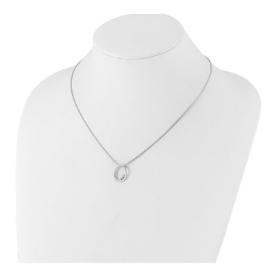 Sterling Silver Diamond Oval Necklace – view 3