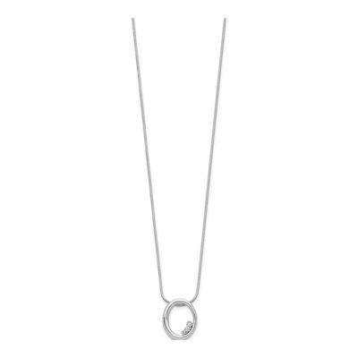 Sterling Silver Diamond Oval Necklace – view 4