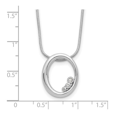 Sterling Silver Diamond Oval Necklace – view 5