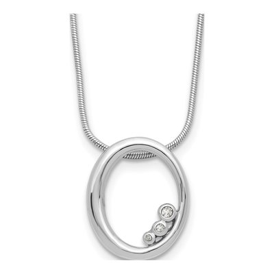 Sterling Silver Diamond Oval Necklace