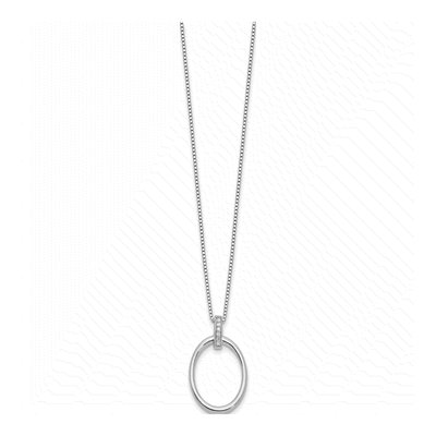 Sterling Silver Diamond Oval Necklace – view 3