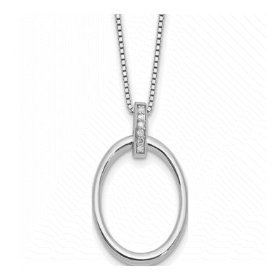 Sterling Silver Diamond Oval Necklace