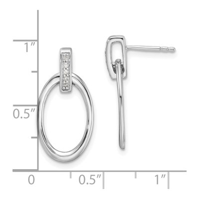 Sterling Silver 1/20 ct tw Diamond Oval Dangle Earrings – view 5