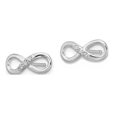 Sterling Silver 1/15 ct tw Round Diamond Infinity Stud Earrings – view 3