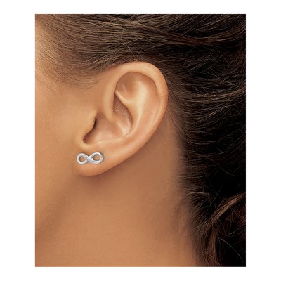 Sterling Silver 1/15 ct tw Round Diamond Infinity Stud Earrings – view 4