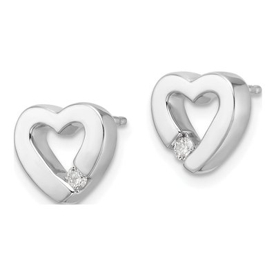 Sterling Silver 0.08 ct tw Diamond Heart Stud Earrings – view 3
