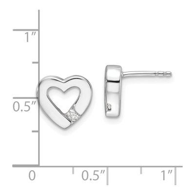 Sterling Silver 0.08 ct tw Diamond Heart Stud Earrings – view 5