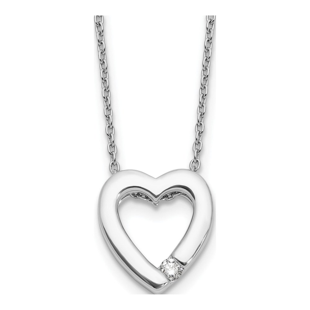 Sterling Silver 1/15 ct tw Diamond Open Heart Necklace