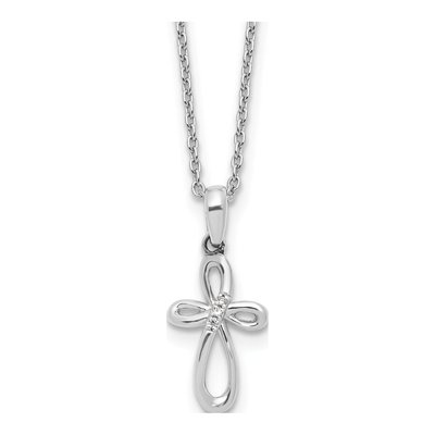 Sterling Silver Diamond Cross Necklace