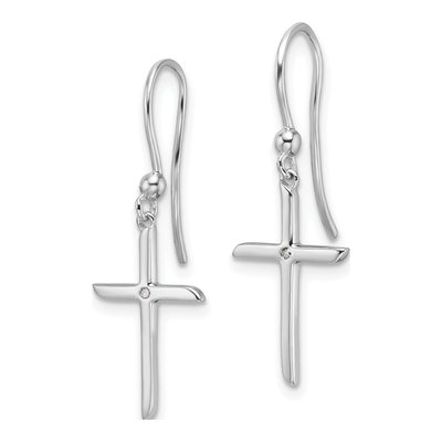 Sterling Silver Diamond Cross Dangle Earrings – view 3