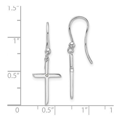 Sterling Silver Diamond Cross Dangle Earrings – view 5