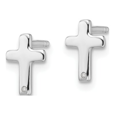 Sterling Silver Diamond Cross Stud Earrings – view 3