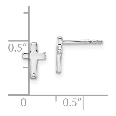 Sterling Silver Diamond Cross Stud Earrings – view 5