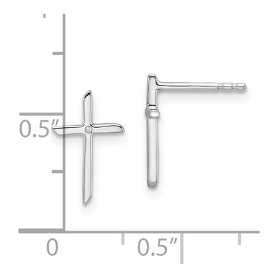 Sterling Silver Diamond Cross Stud Earrings – view 5