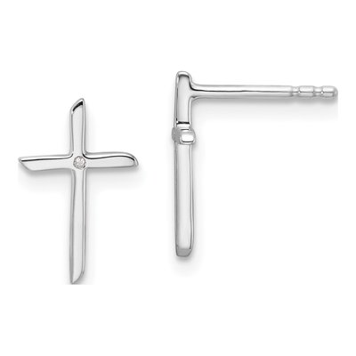 Sterling Silver Diamond Cross Stud Earrings