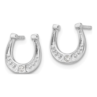 Sterling Silver Diamond Horseshoe Stud Earrings – view 3