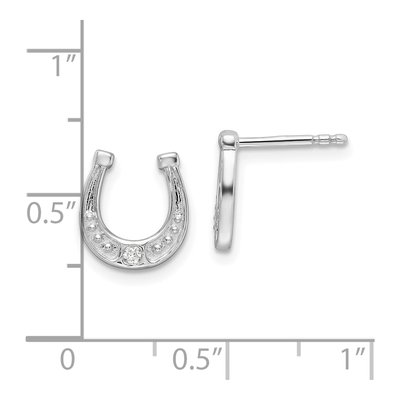 Sterling Silver Diamond Horseshoe Stud Earrings – view 5