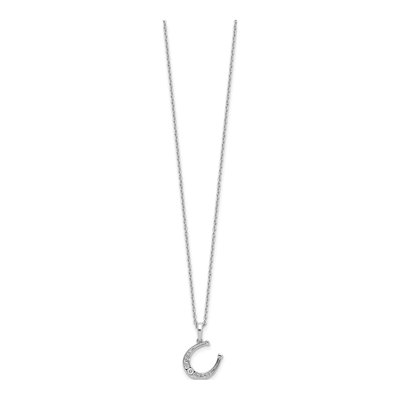 Sterling Silver Diamond Horseshoe Necklace – view 3