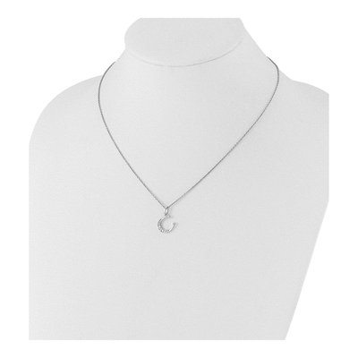 Sterling Silver Diamond Horseshoe Necklace – view 4